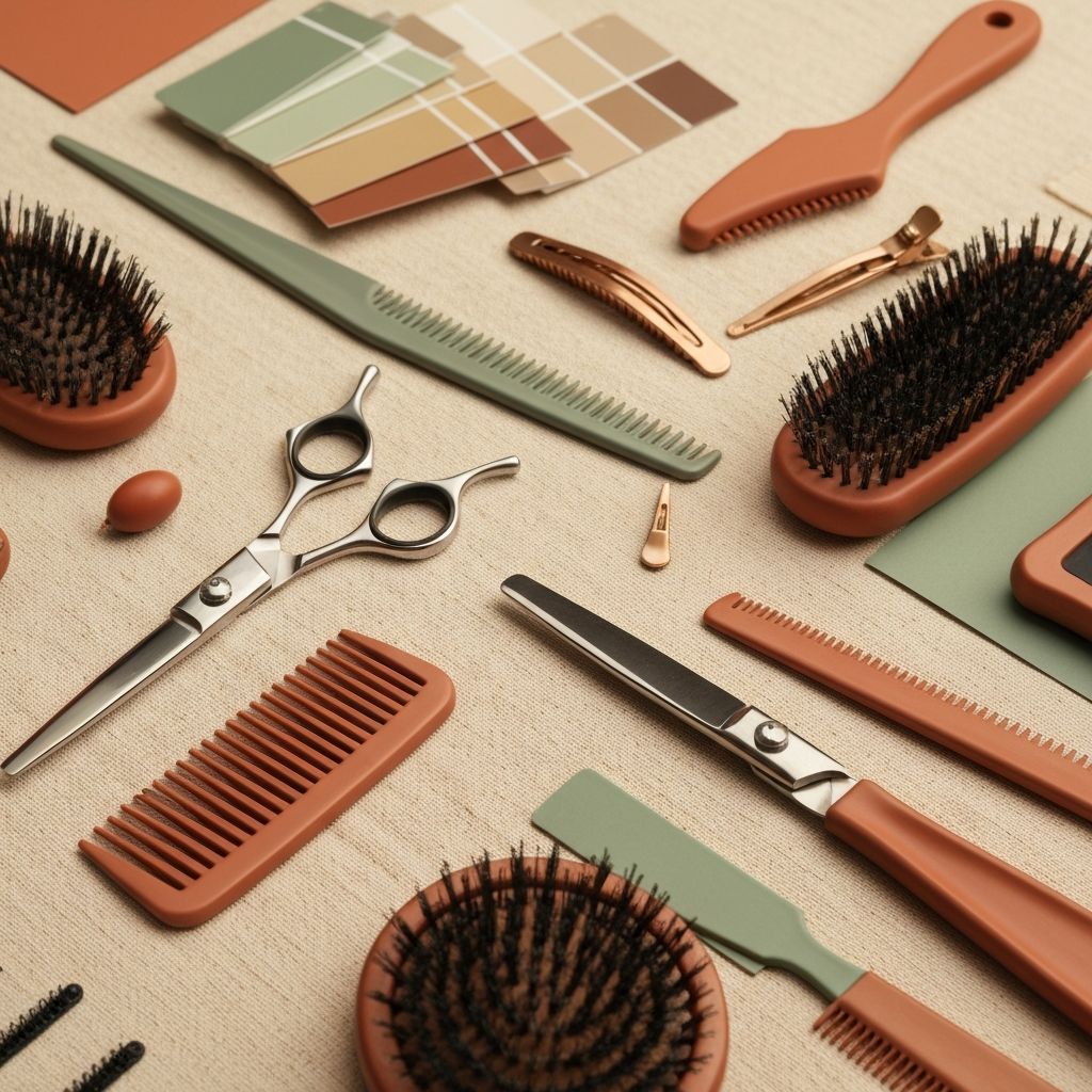 Premium hair styling tools and accessories laid out at Kudos Fitzroy salon
